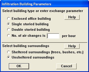 Building parameters screen